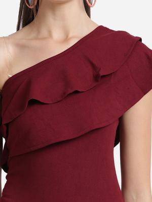 single shoulder solid bodycon dress - 17736656 - Standard Image - 5