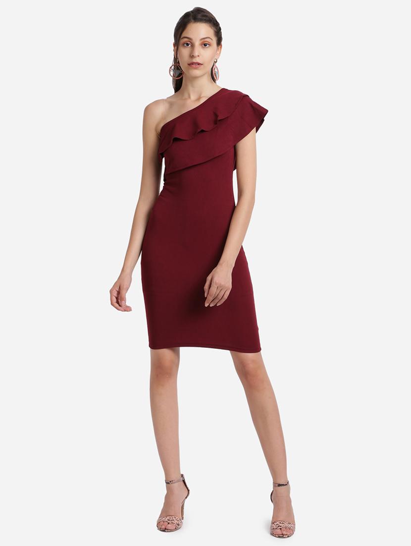 single shoulder solid bodycon dress - 17736656 - Zoom Image - 1
