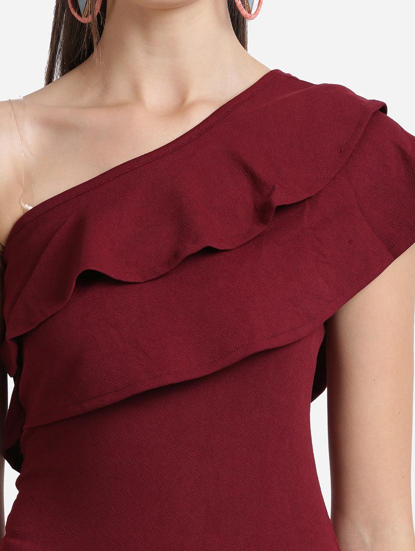 single shoulder solid bodycon dress - 17736656 - Zoom Image - 5