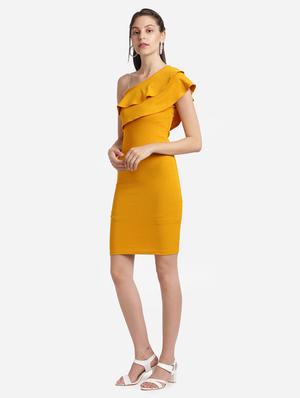 single shoulder solid bodycon dress - 17736657 - Standard Image - 2