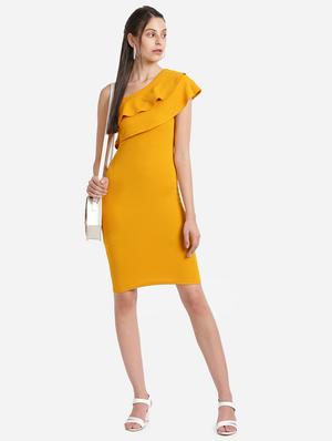single shoulder solid bodycon dress - 17736657 - Standard Image - 4
