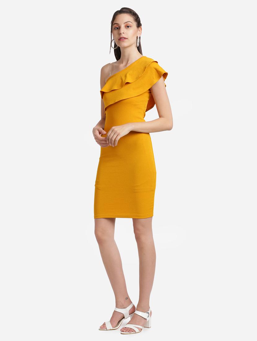 single shoulder solid bodycon dress - 17736657 - Zoom Image - 2