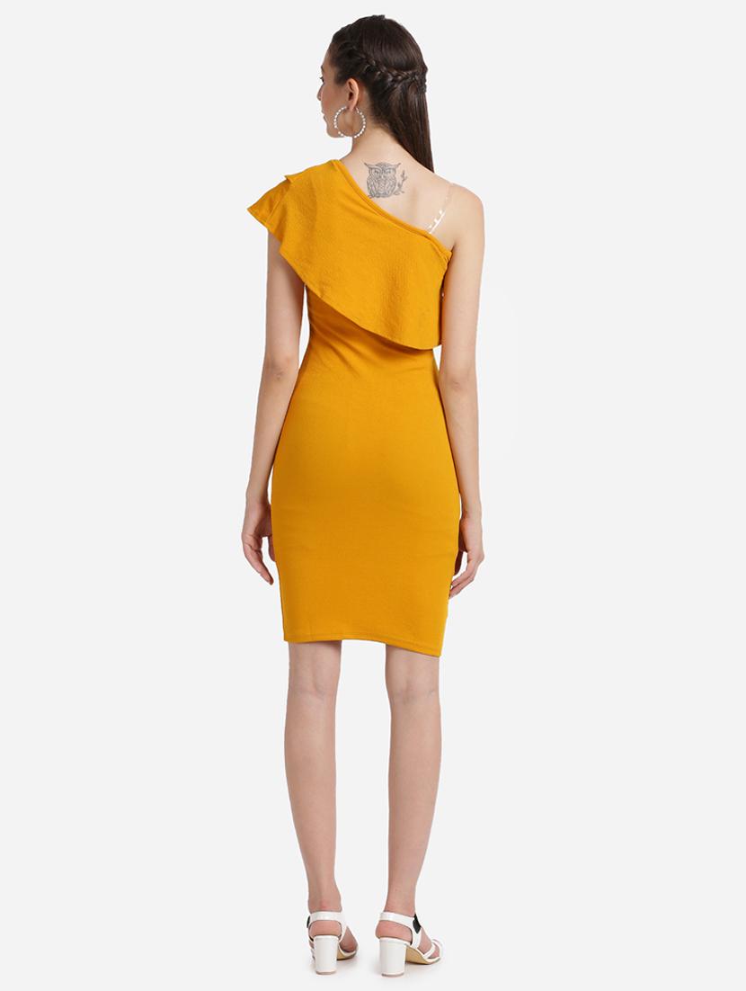 single shoulder solid bodycon dress - 17736657 - Zoom Image - 3