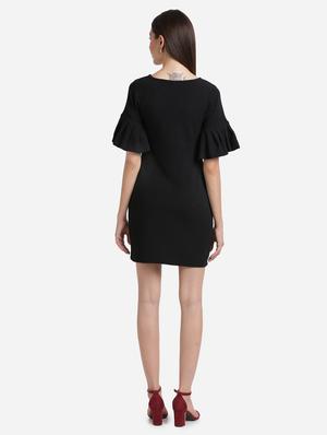 bell sleeved solid bodycon dress - 17736658 - Standard Image - 3