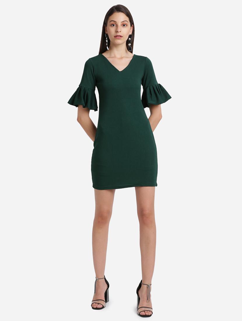 bell sleeved solid bodycon dress - 17736660 - Zoom Image - 2