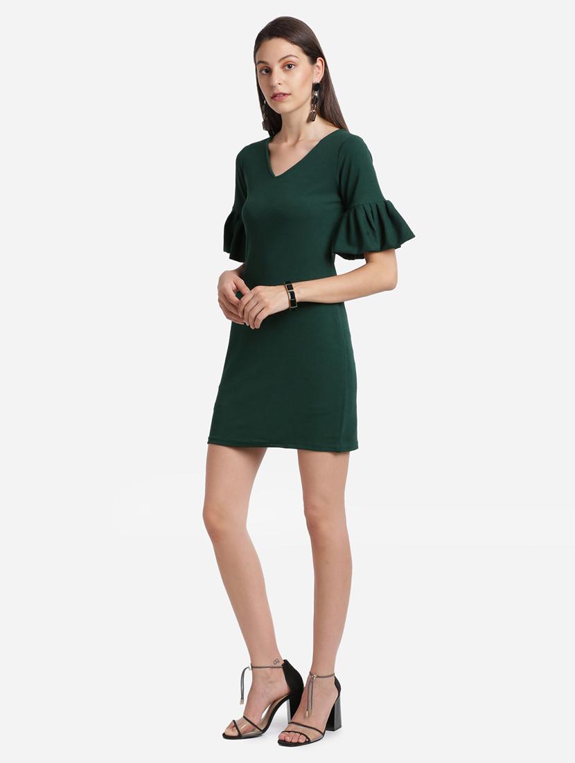 bell sleeved solid bodycon dress - 17736660 - Zoom Image - 3