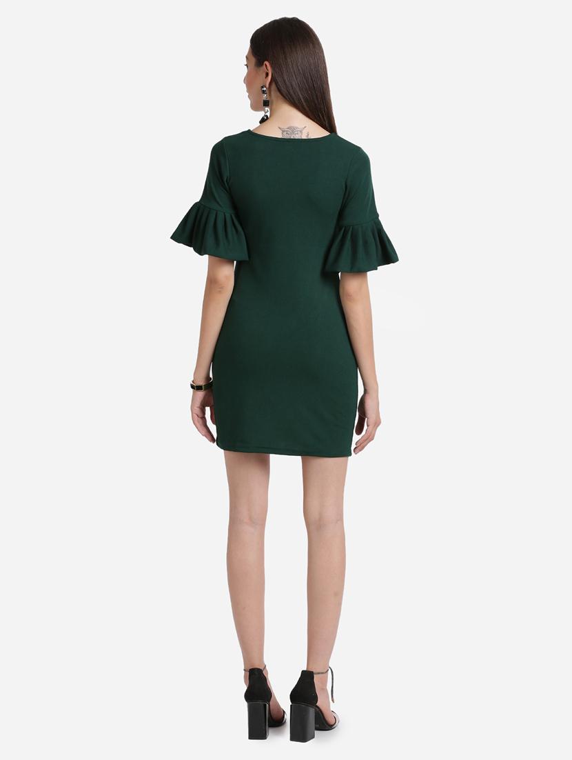 bell sleeved solid bodycon dress - 17736660 - Zoom Image - 4