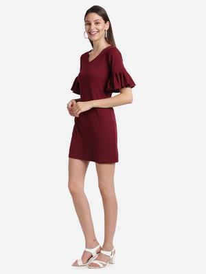 bell sleeved solid bodycon dress - 17736661 - Standard Image - 2