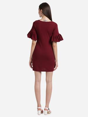 bell sleeved solid bodycon dress - 17736661 - Standard Image - 3