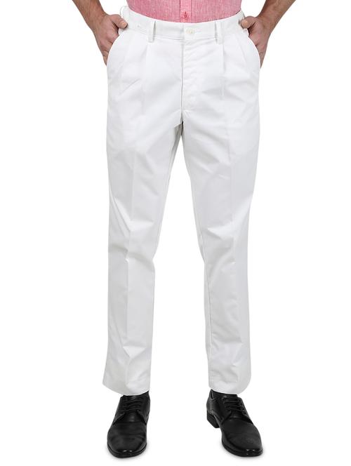 white solid pleated formal trouser - 17736713 - Standard Image - 1