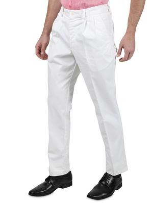 white solid pleated formal trouser - 17736713 - Standard Image - 2
