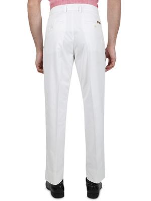 white solid pleated formal trouser - 17736713 - Standard Image - 3