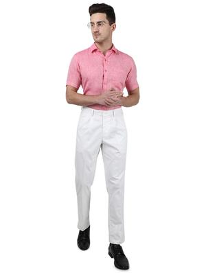white solid pleated formal trouser - 17736713 - Standard Image - 4