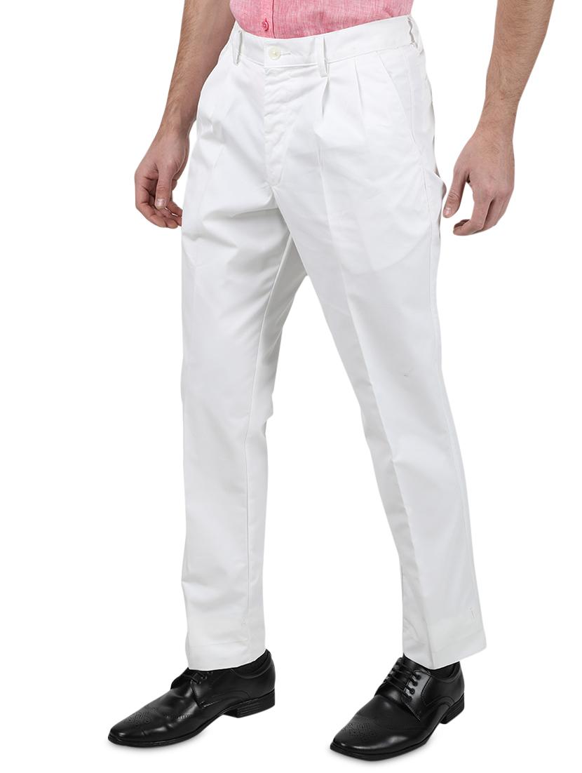 white solid pleated formal trouser - 17736713 - Zoom Image - 2
