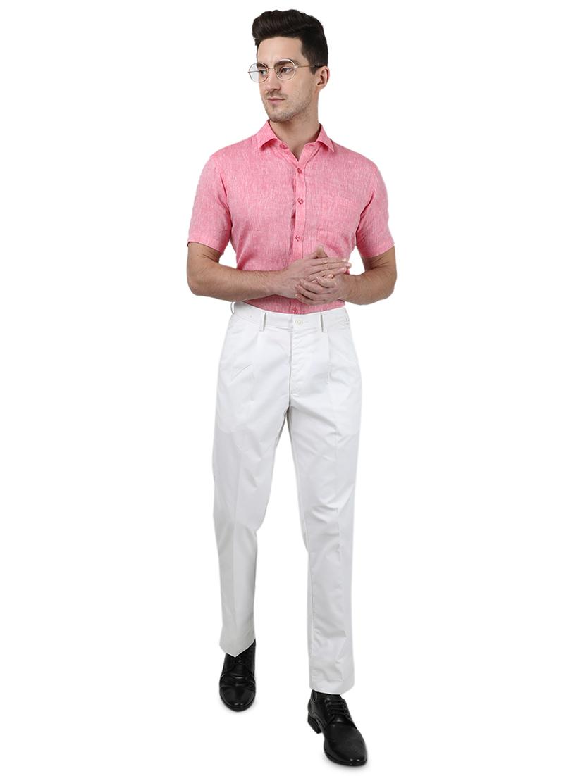 white solid pleated formal trouser - 17736713 - Zoom Image - 4