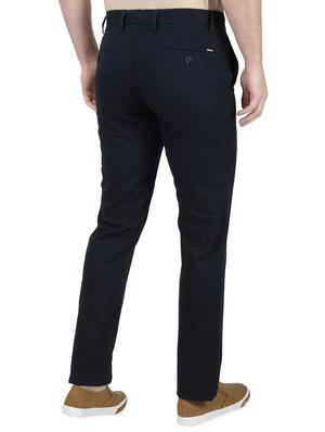 black solid flat front casual trouser - 17736716 - Standard Image - 3
