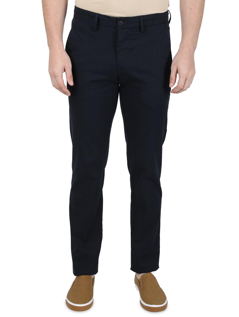 black solid flat front casual trouser - 17736716 - Zoom Image - 1