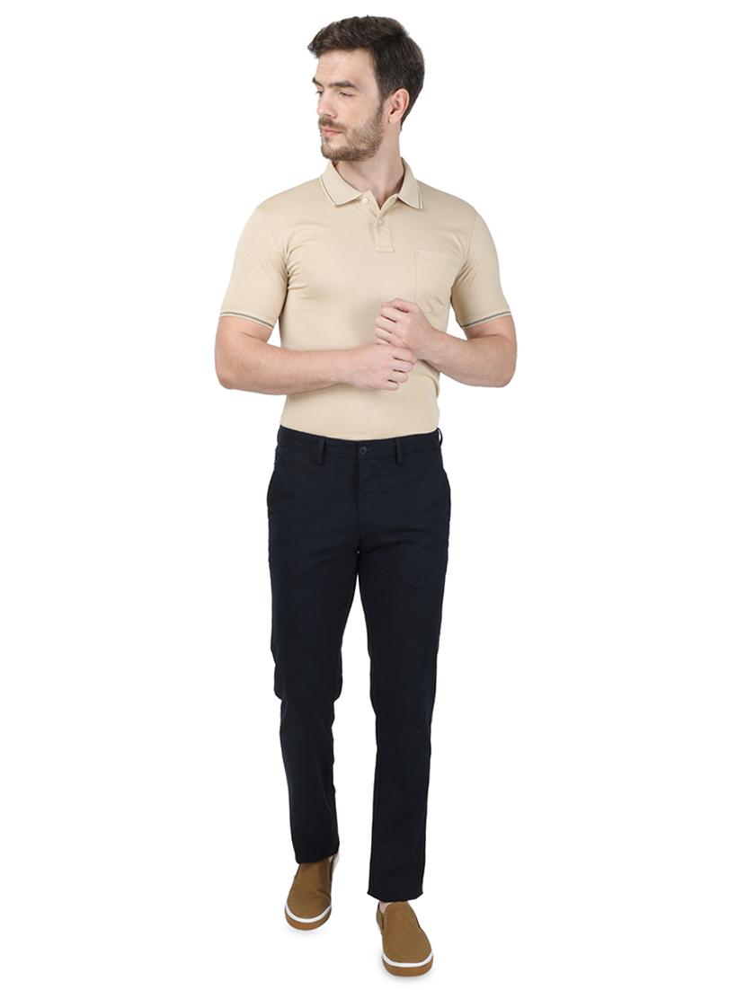 black solid flat front casual trouser - 17736716 - Zoom Image - 4