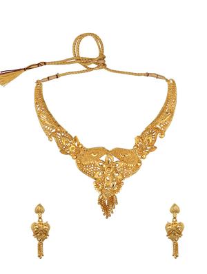 gold plated choker necklaces and earring set - 17737360 - Standard Image - 2