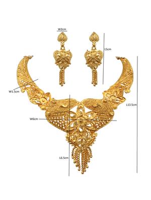 gold plated choker necklaces and earring set - 17737360 - Standard Image - 3
