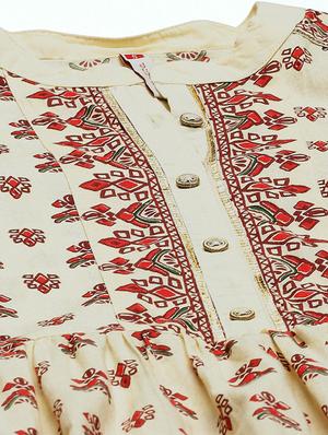 printed tiered ethnic dress with mask - 17739089 - Standard Image - 4