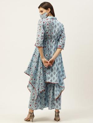printed kurta palazzo fusion set - 17739094 - Standard Image - 3