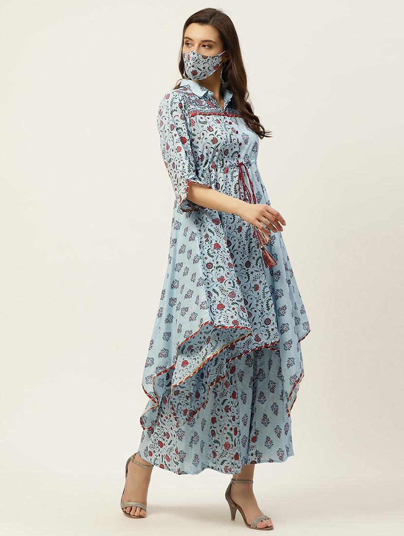 printed kurta palazzo fusion set - 17739094 - Zoom Image - 2