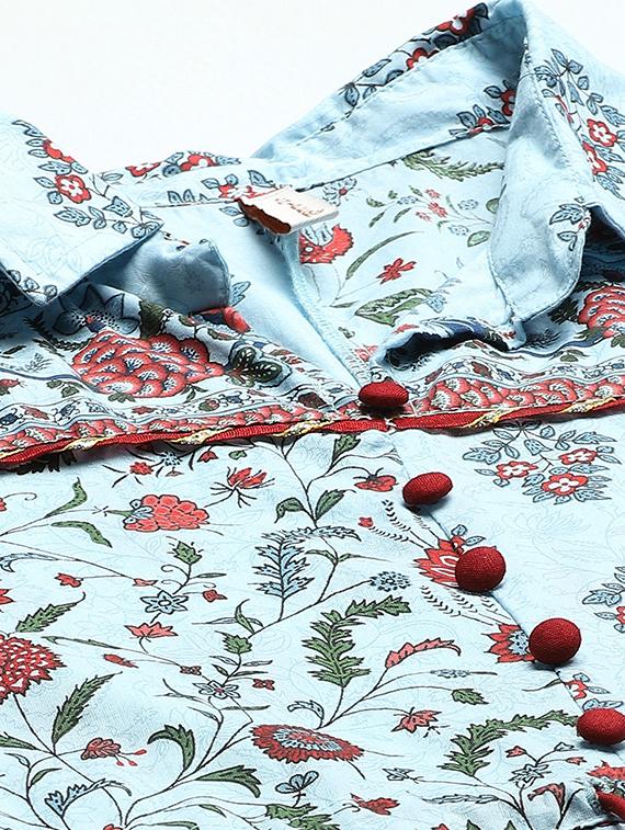 printed kurta palazzo fusion set - 17739094 - Zoom Image - 4