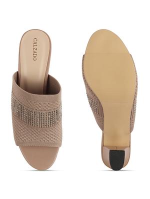 beige synthetic slip on sandals - 17739132 - Standard Image - 4