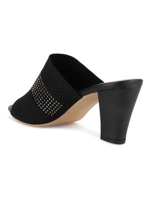 black synthetic slip on sandals - 17739133 - Standard Image - 3