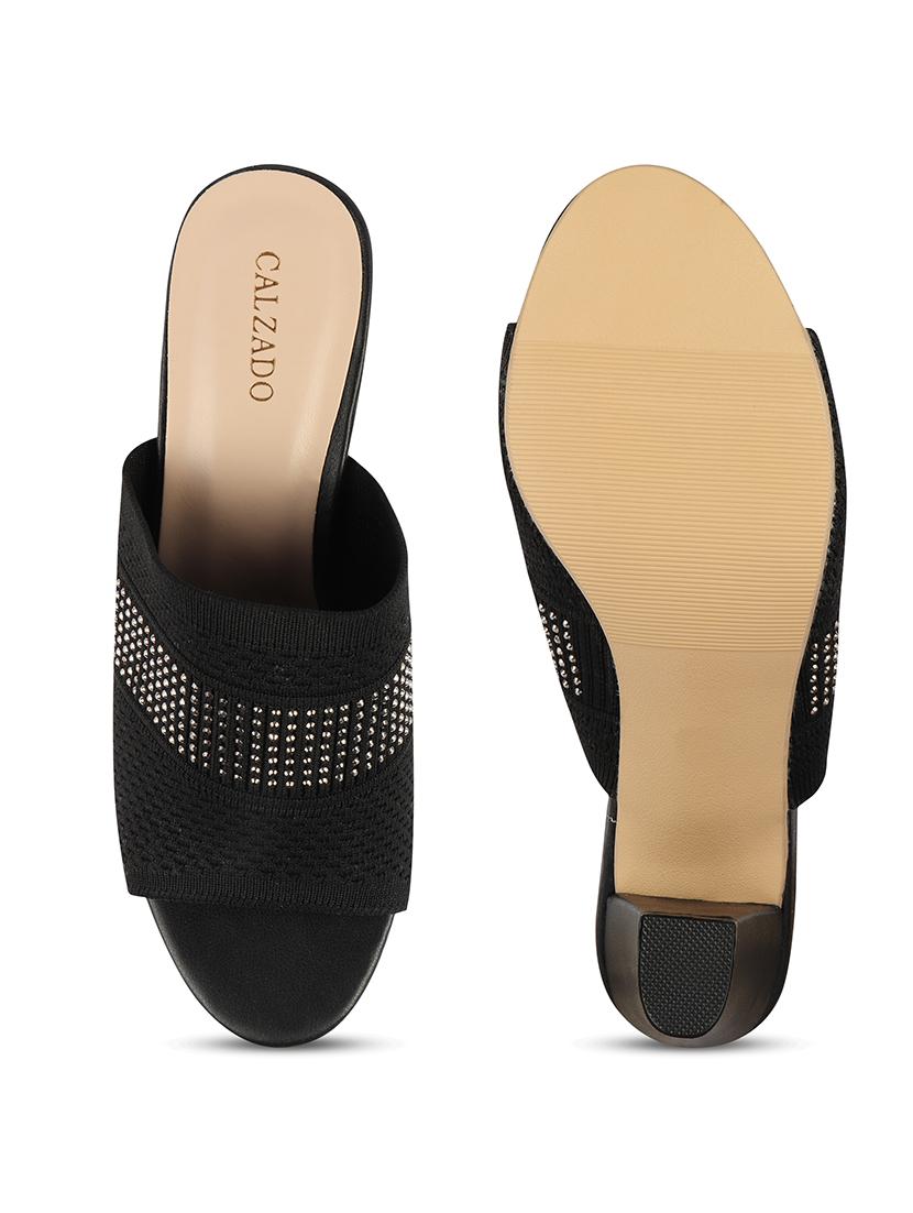 black synthetic slip on sandals - 17739133 - Zoom Image - 4