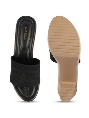 black synthetic slip on sandals - 17739139 - Standard Image - 4