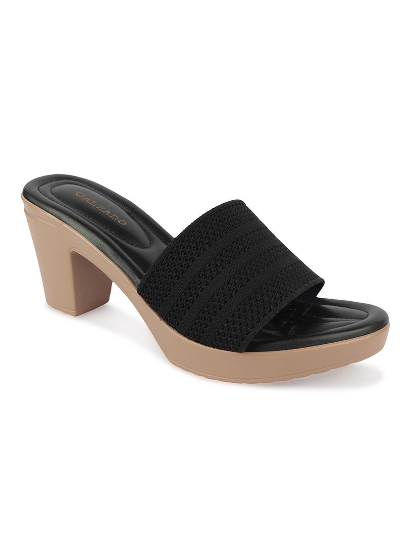 black synthetic slip on sandals - 17739139 - Zoom Image - 1