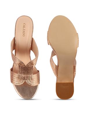 bronze synthetic slip on sandals - 17739141 - Standard Image - 4