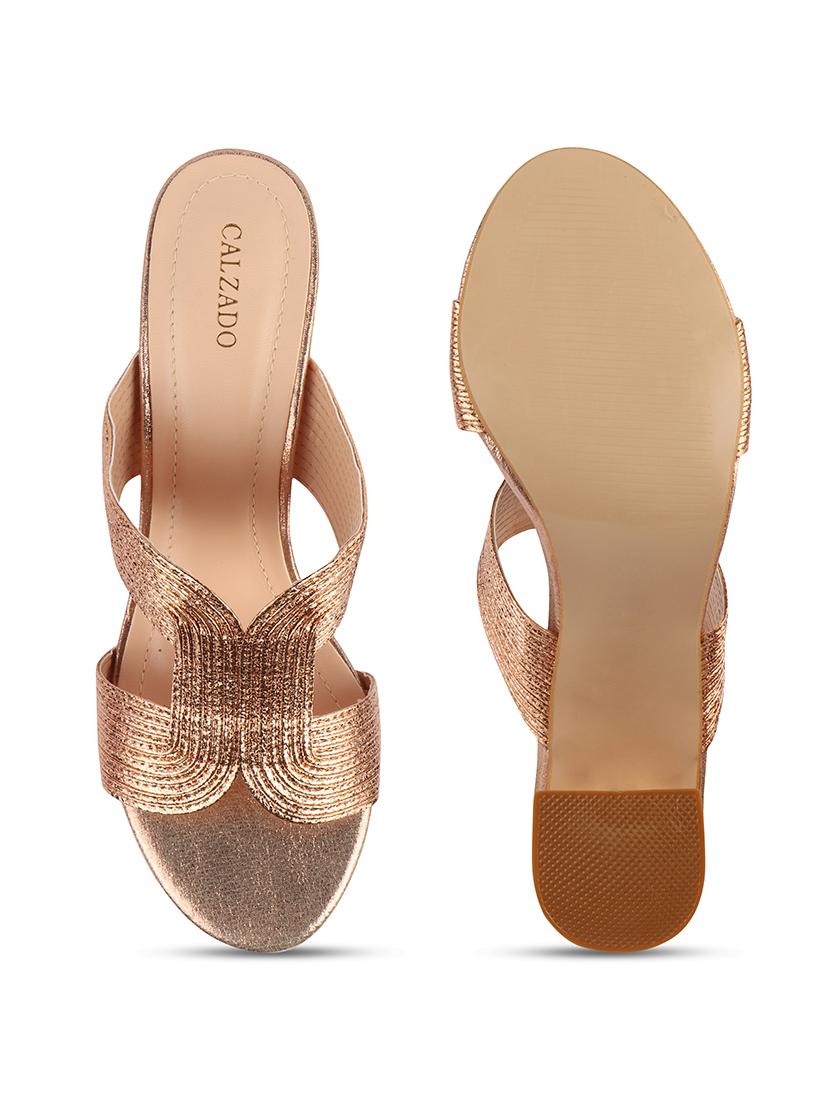 bronze synthetic slip on sandals - 17739141 - Zoom Image - 4