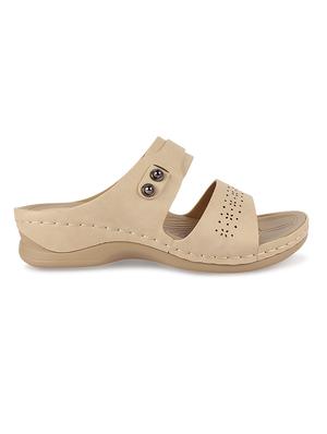calzado womens's casualwear slip-on beige color platform heels slippers - 17739155 - Standard Image - 2