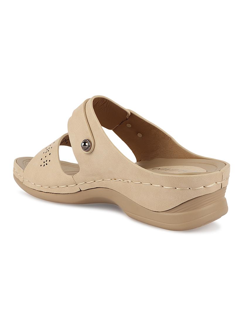 calzado womens's casualwear slip-on beige color platform heels slippers - 17739155 - Zoom Image - 3