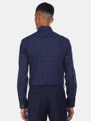 navy blue printed formal shirt - 17739317 - Standard Image - 3
