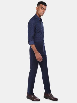 navy blue printed formal shirt - 17739317 - Standard Image - 4