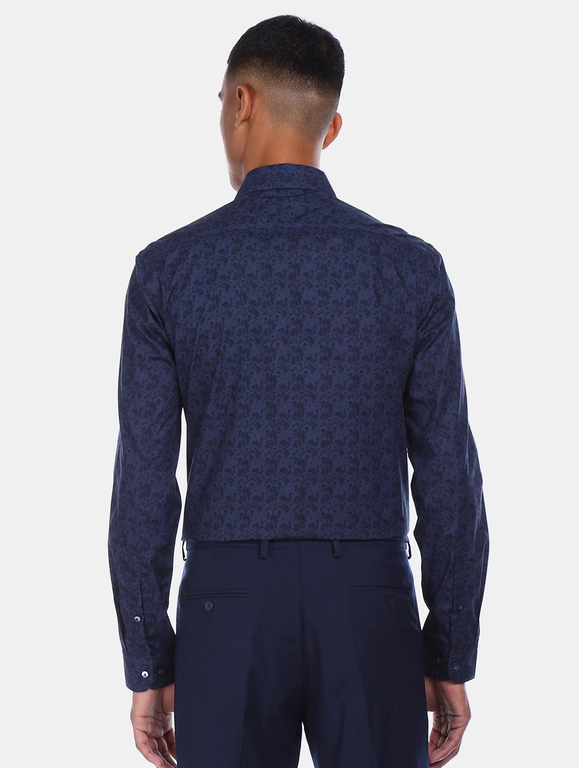 navy blue printed formal shirt - 17739317 - Zoom Image - 3