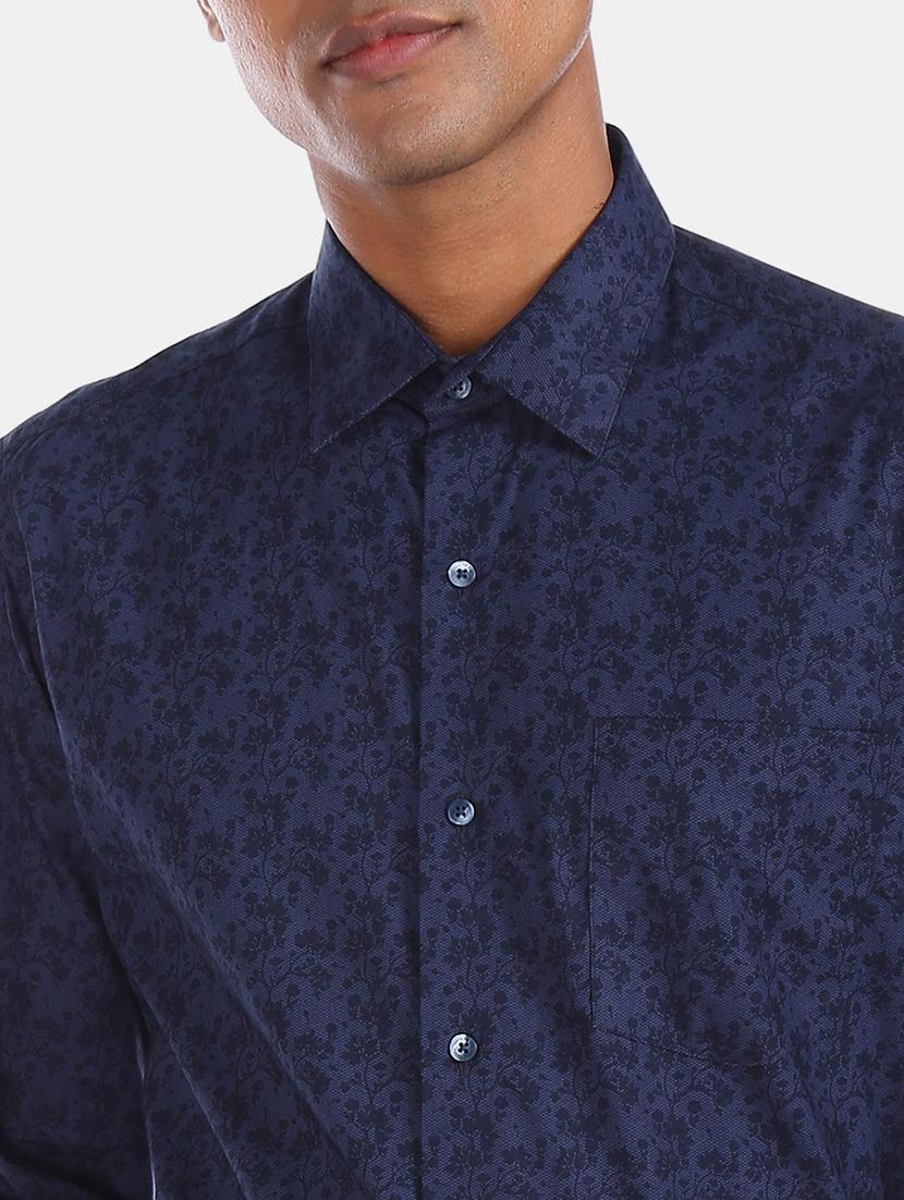 navy blue printed formal shirt - 17739317 - Zoom Image - 5