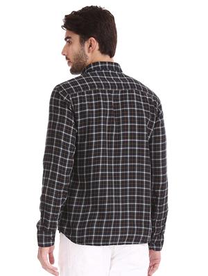 navy blue checkered casual shirt - 17739488 - Standard Image - 3