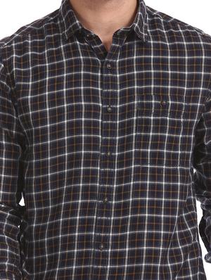 navy blue checkered casual shirt - 17739488 - Standard Image - 5