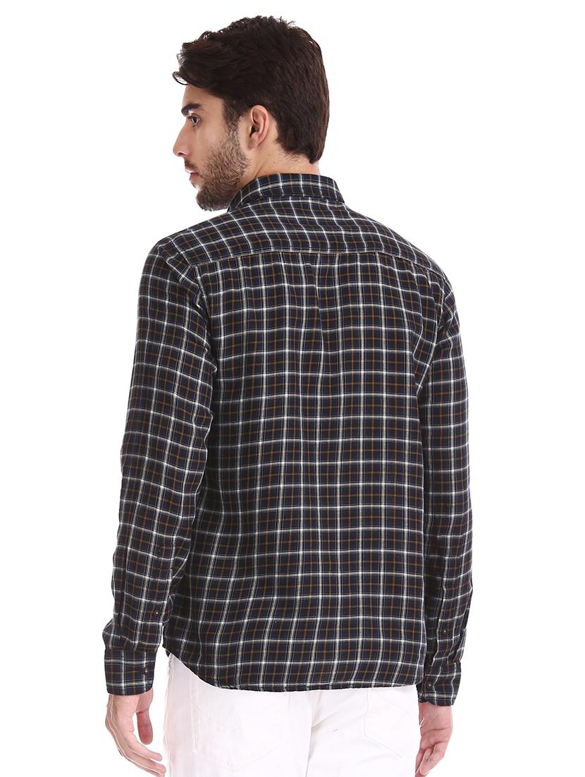 navy blue checkered casual shirt - 17739488 - Zoom Image - 3