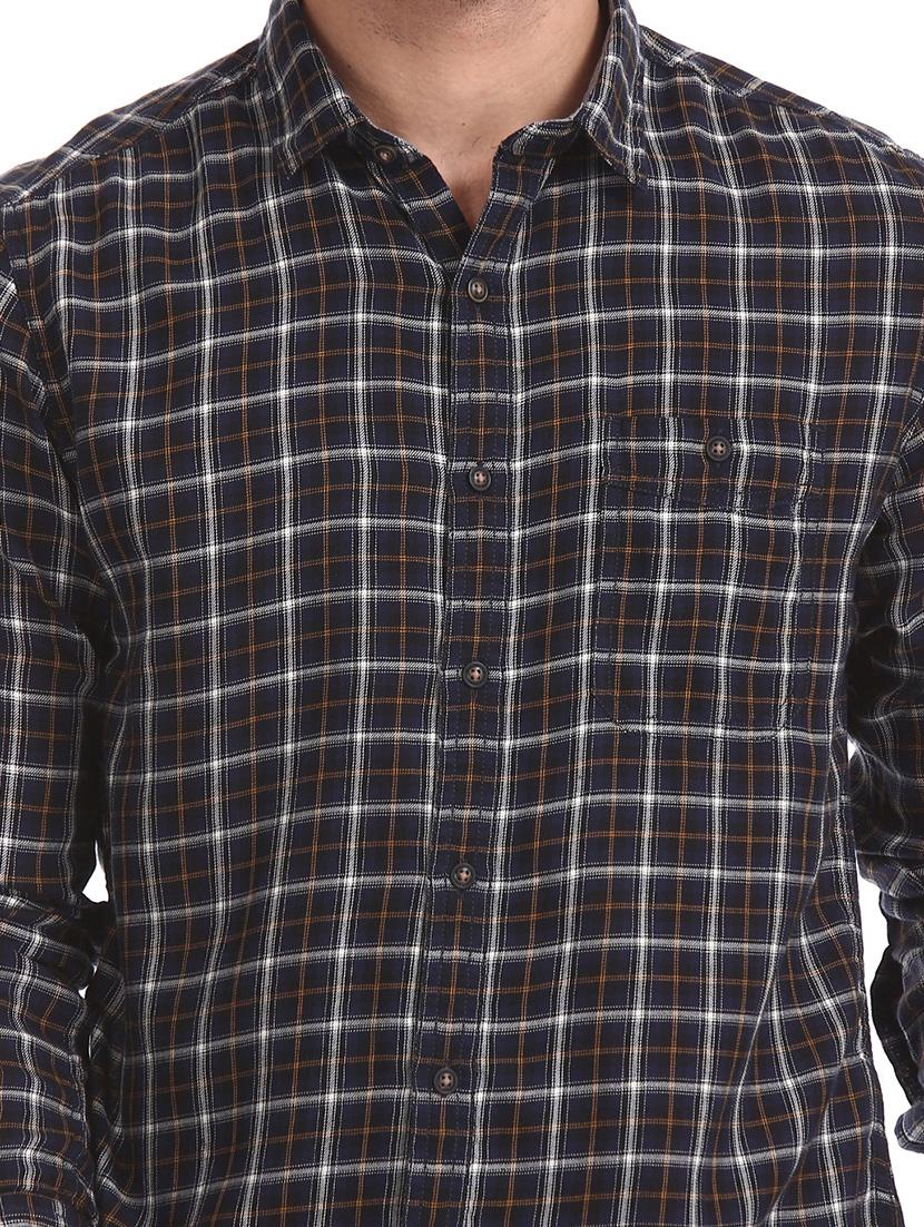 navy blue checkered casual shirt - 17739488 - Zoom Image - 5
