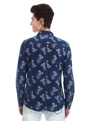 blue printed casual shirt - 17739520 - Standard Image - 4