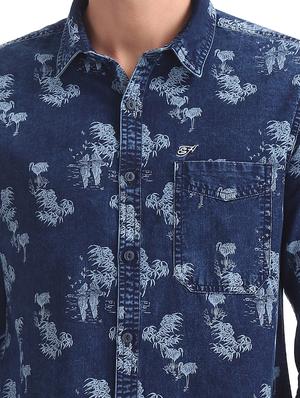 blue printed casual shirt - 17739520 - Standard Image - 6