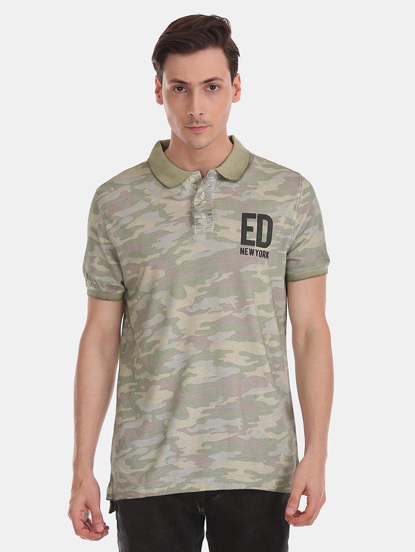 beige camouflage polo t-shirt - 17739605 - Zoom Image - 1