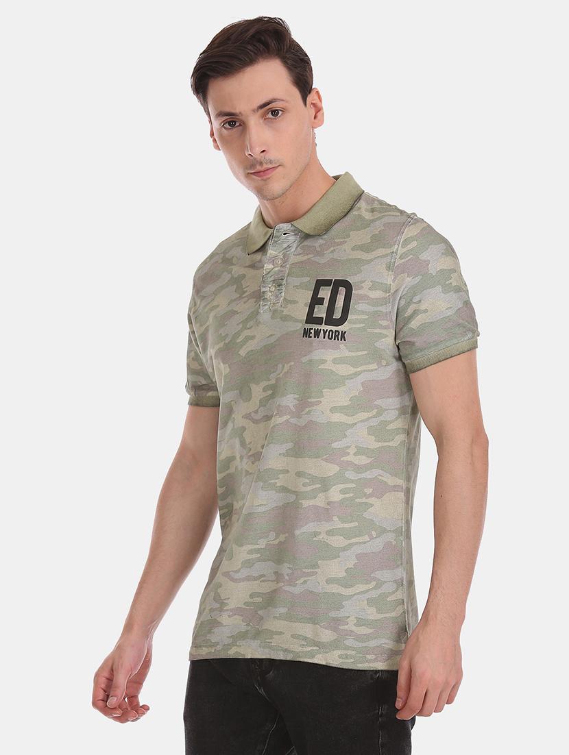 beige camouflage polo t-shirt - 17739605 - Zoom Image - 2