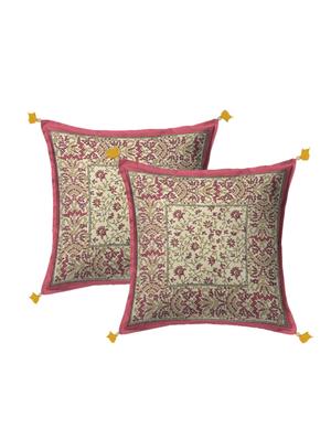trency sanganeri print 150 gsm cotton diwan set with - 1 single bed sheet with 5 cushions covers and 2 bolster covers - 17739765 - Standard Image - 2